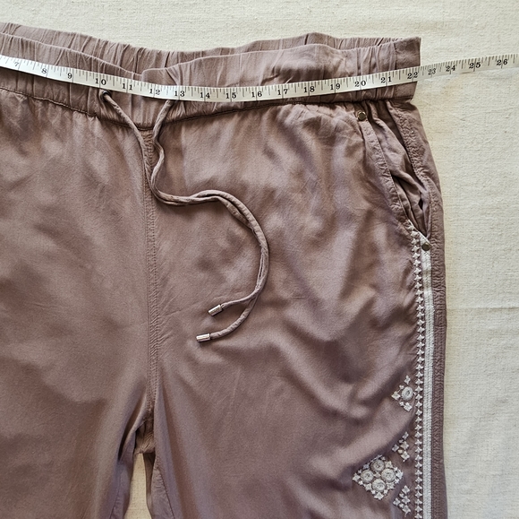 Sundance Wide Leg High Waist Drawstring Embroidered Pants Brown Size XL - Picture 10 of 15